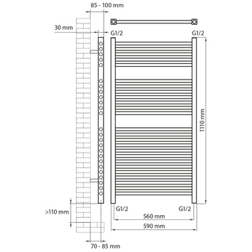 Haceka design radiator Sahara wit onderaansluiting 110 x 59 cm
