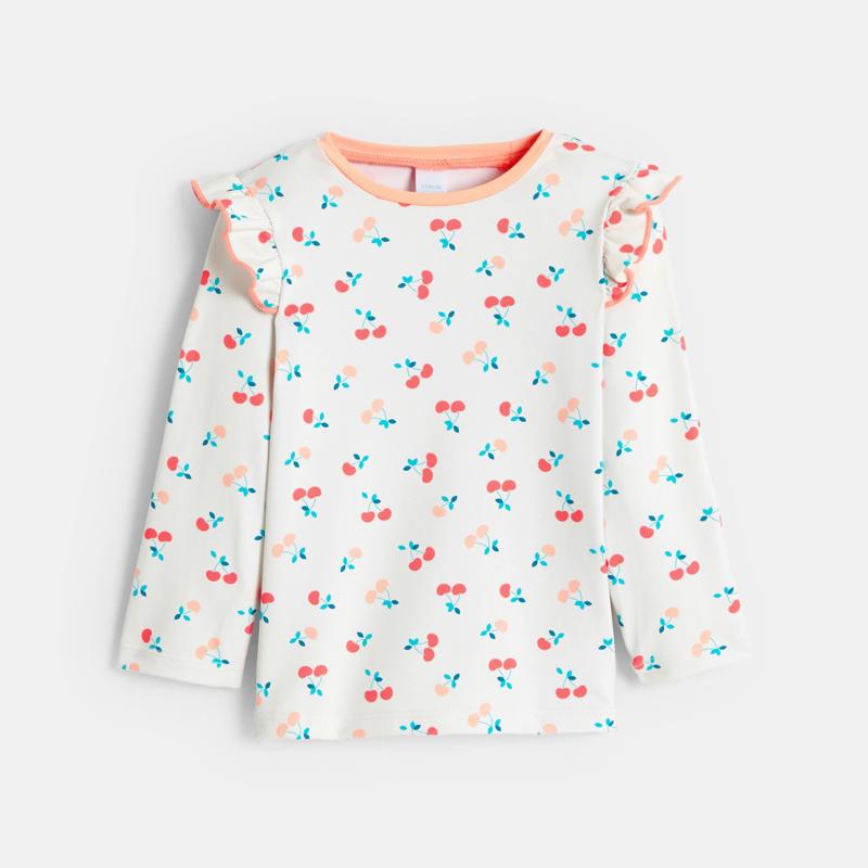 T-shirt anti UV cerises rose bébé fille Orange