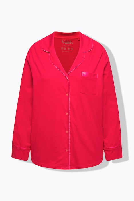 Pyjama, Satin-Piping, Reverskragen, Langarm