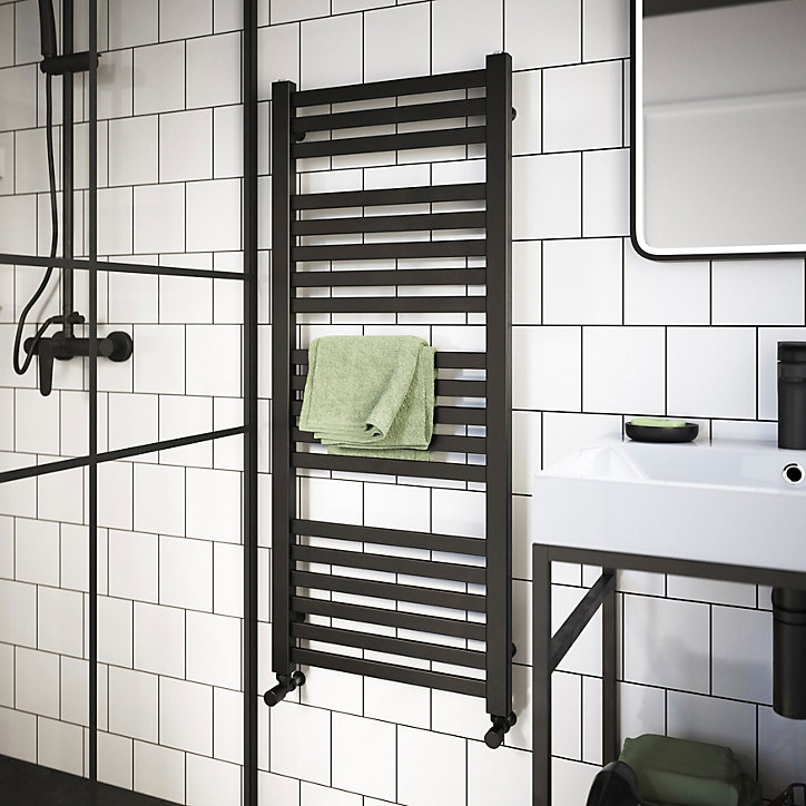 Sèche-serviettes eau chaude GoodHome Aspley argent 485W