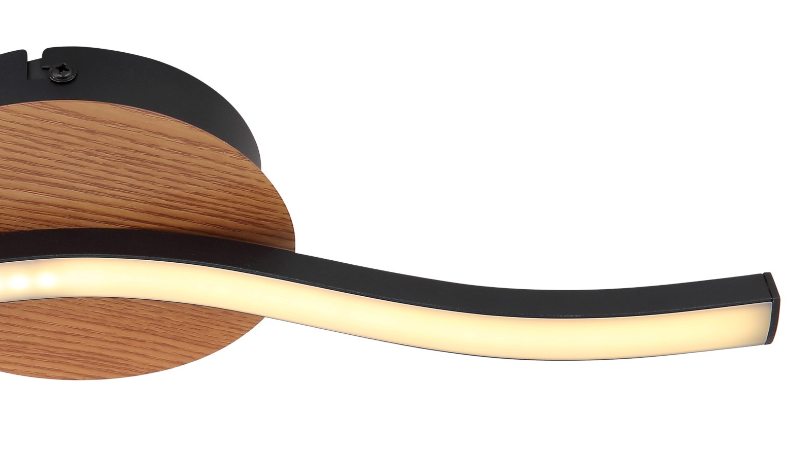 LED-Deckenlampe - schwarz - Metall - Holzoptik - 51 cm