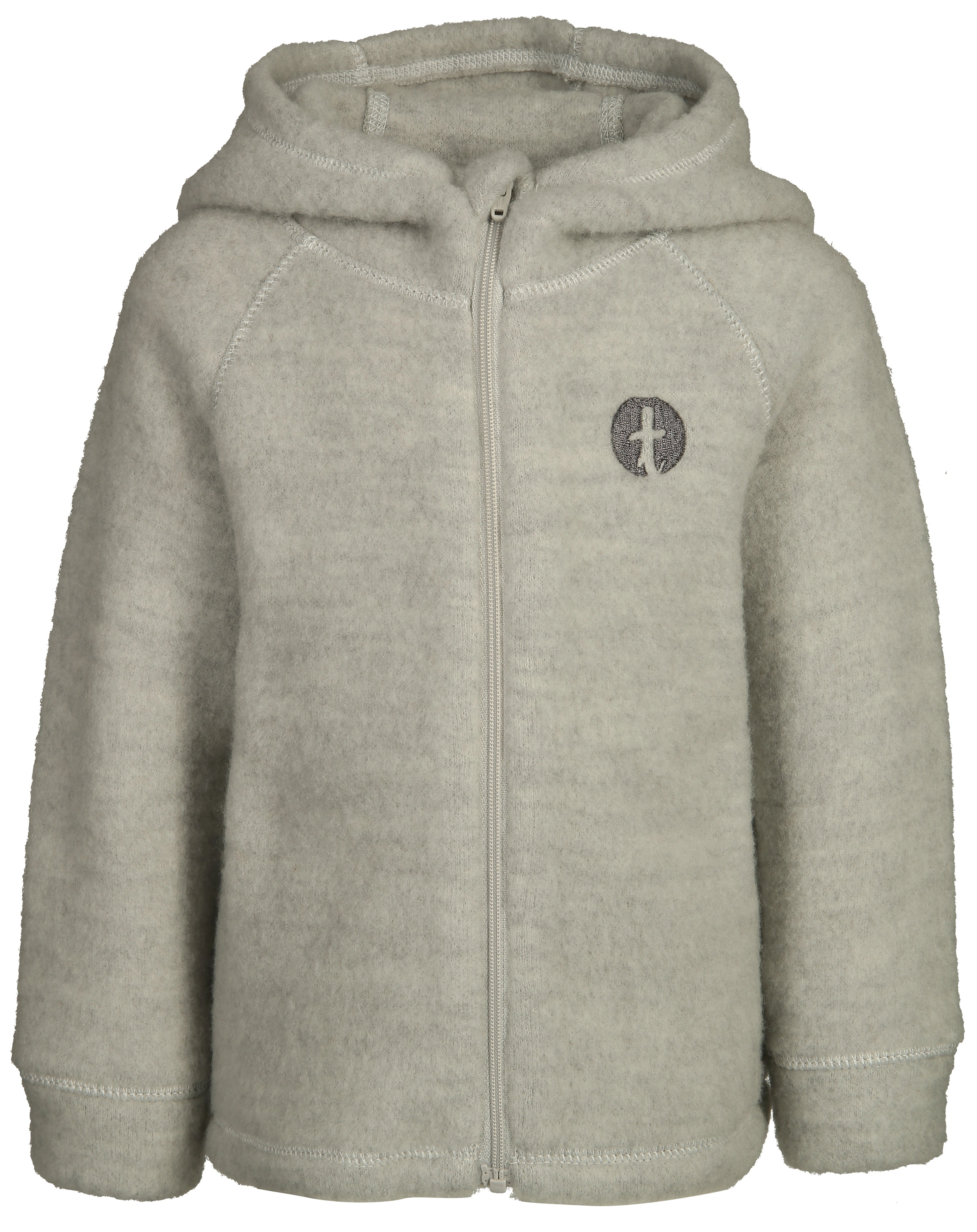 Wollfleece-Kapuzenjacke ESSENTIALS in gray melange