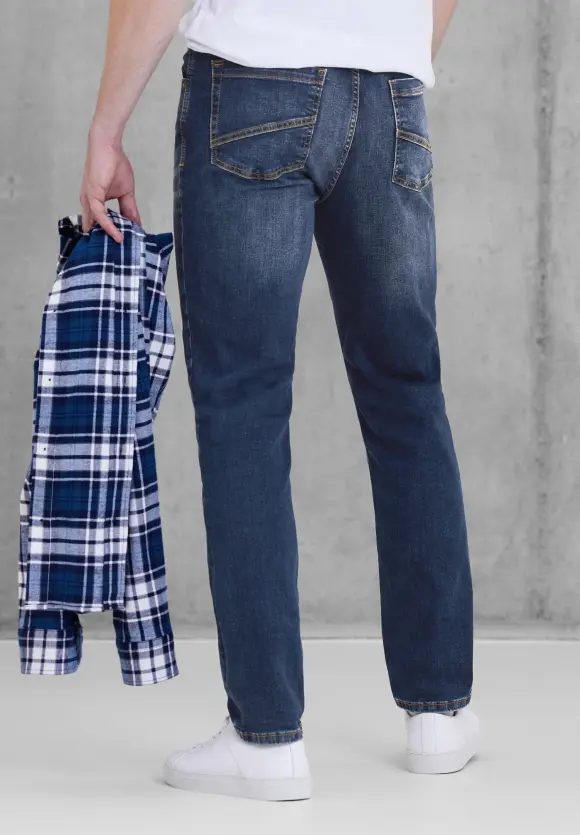 Slim Fit Jeans - indigo blue heavy random wash