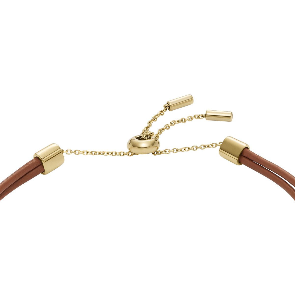 Bracelet FOSSIL acier inoxydable cuir marron cristal