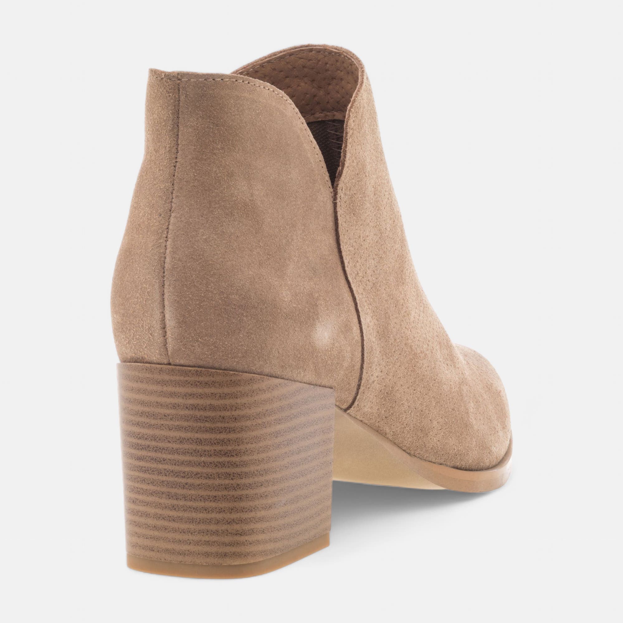 Bottines à talon Femme en cuir taupe