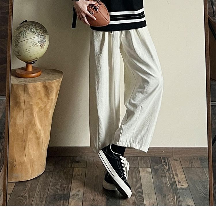 Posive - Mid Rise Plain Cropped Loose Fit Broek