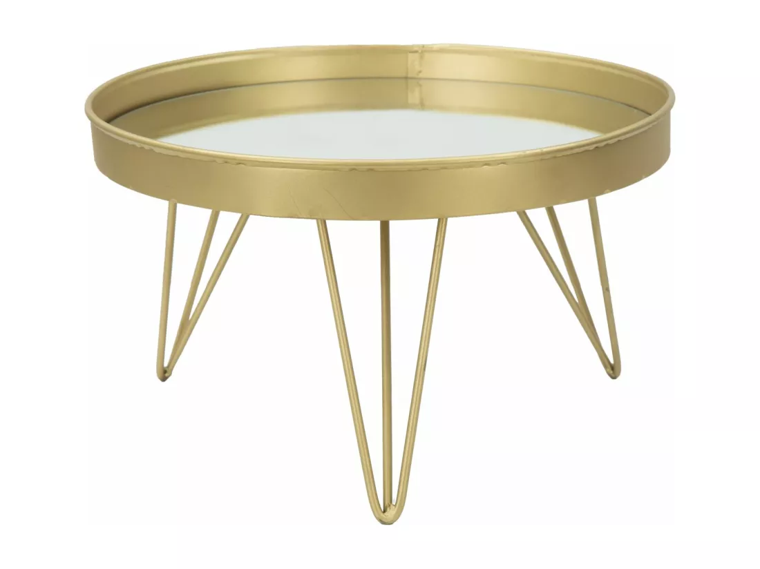 Porte-objet en métal doré avec plateau miroir Ø 31x18 cm