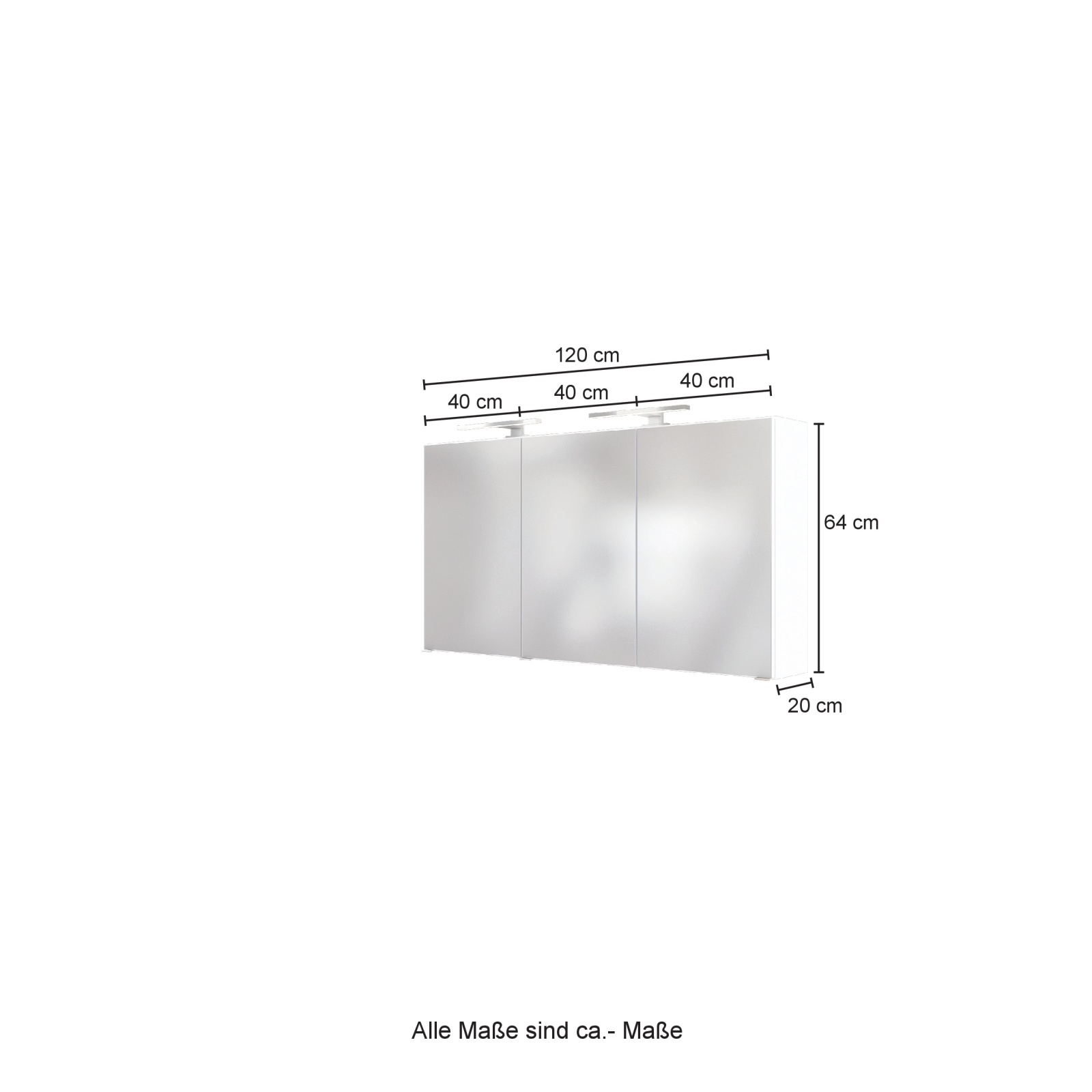 3D-Spiegelschrank BAABE - weiß - mit LED-Beleuchtung - 120 cm