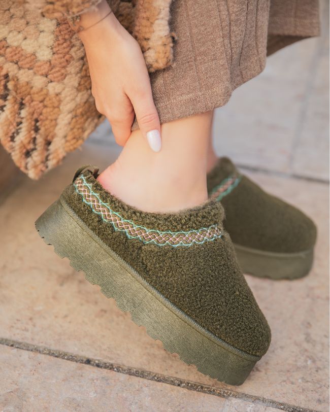 Bottines femme kaki fourrées - Adélie