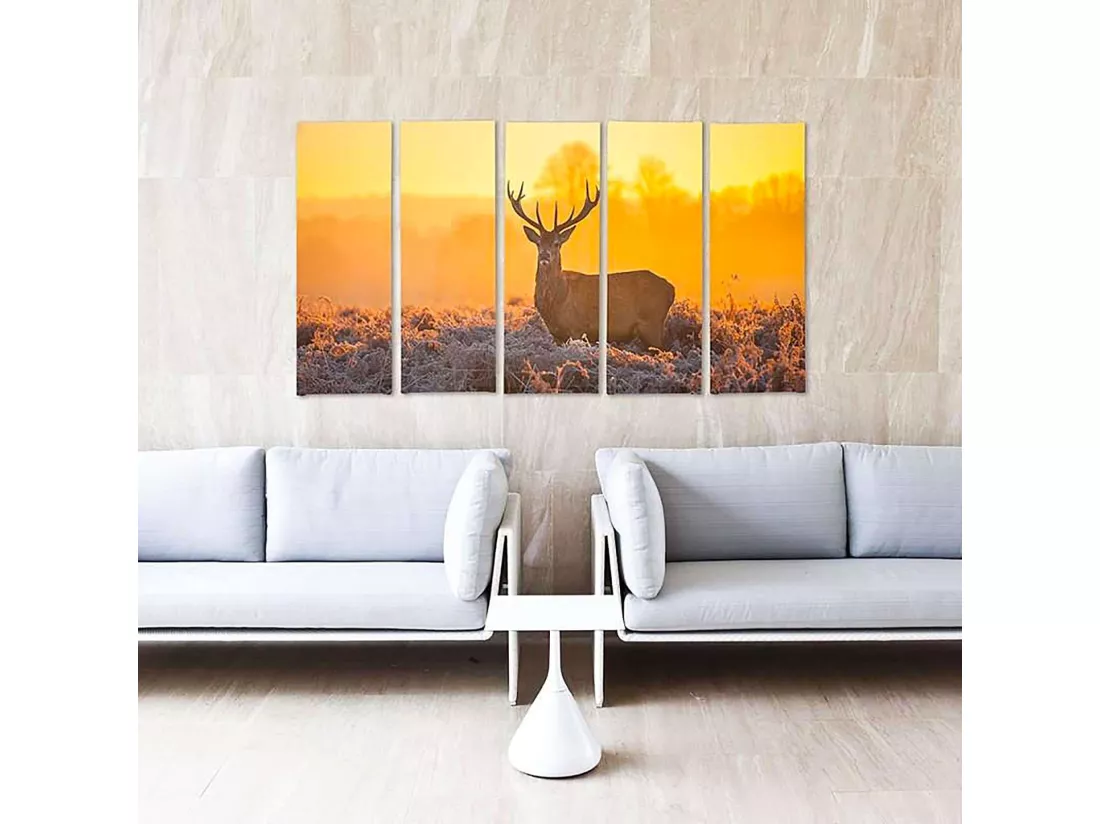 Tableau coucher de soleil cerf 2 - 200 x 100 cm