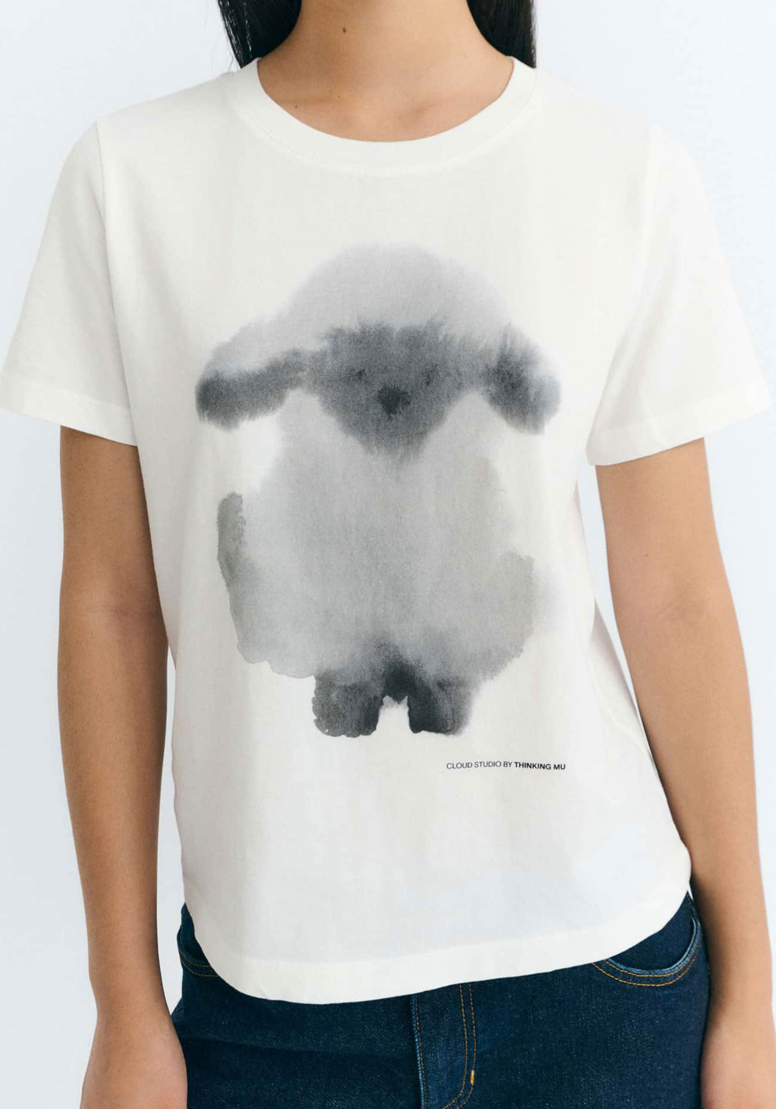 Thinking Mu T-Shirt Ida Cloud Sheep White