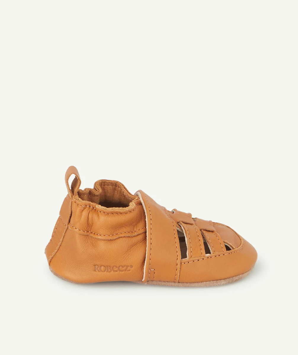 ROBEEZCHAUSSONS BÉBÉ CAMEL EN CUIR AVEC DÉTAILS AJOURÉS