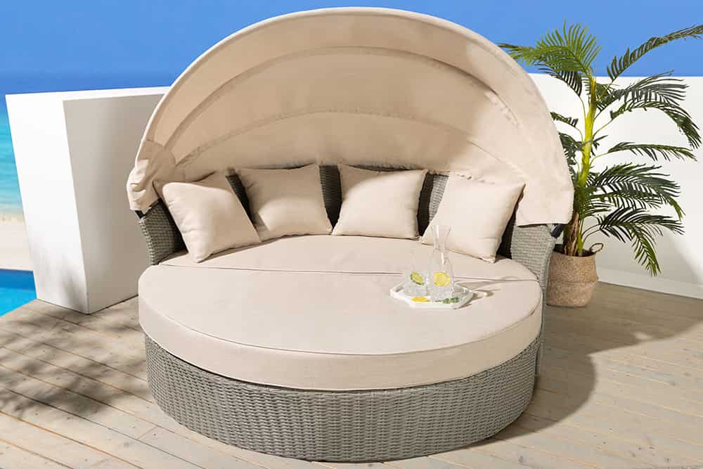 Outdoor Sonneninsel PLAYA LIVING 165cm natur Polyrattan Aluminium inklusive Kissen wetterfest