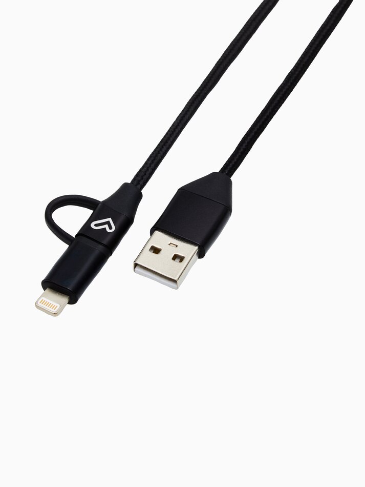 Cabo Lightning/USB-C para USB-A com duas cabeças - Preto