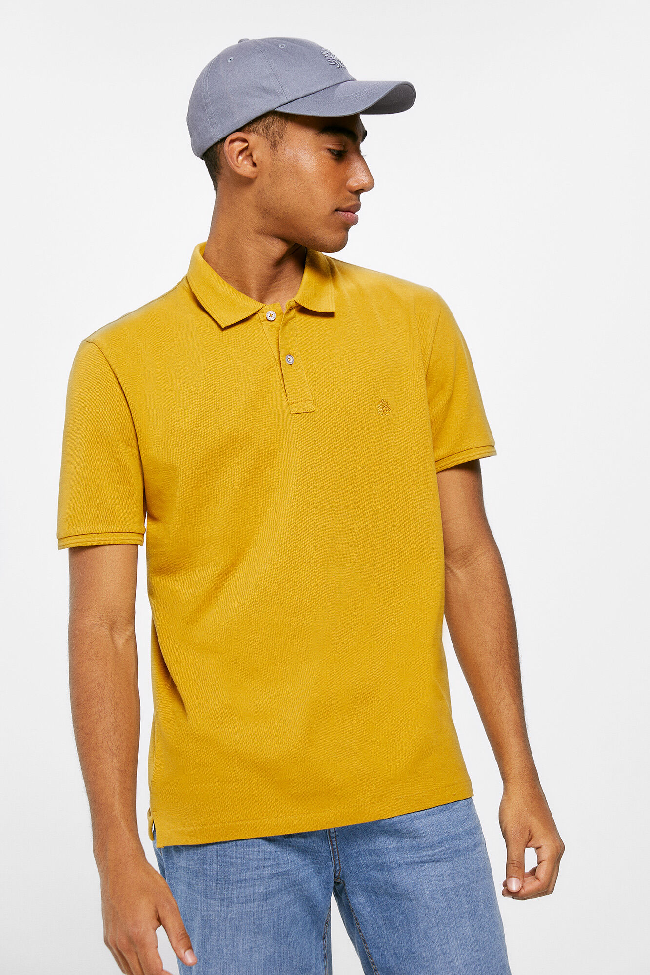 Camisa polo básica slim piqué - estampa amarela