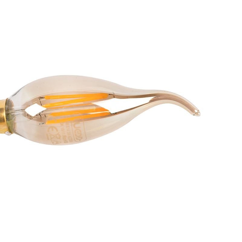 Set van 5 E14 dimbare LED filament tipkaarslamp 240V 3W 250 lm