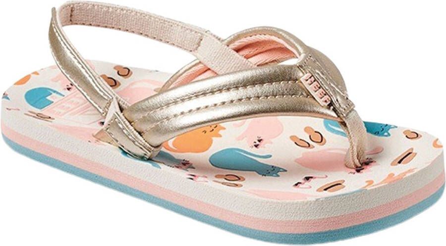 Reef Little Ahi teenslippers met hielbandje goud Meisjes Rubber 24