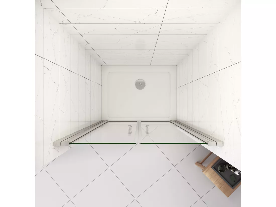 AICA porte de douche 90x187cm avec pivotante à 180° en verre sécurit clair anticalcaire
