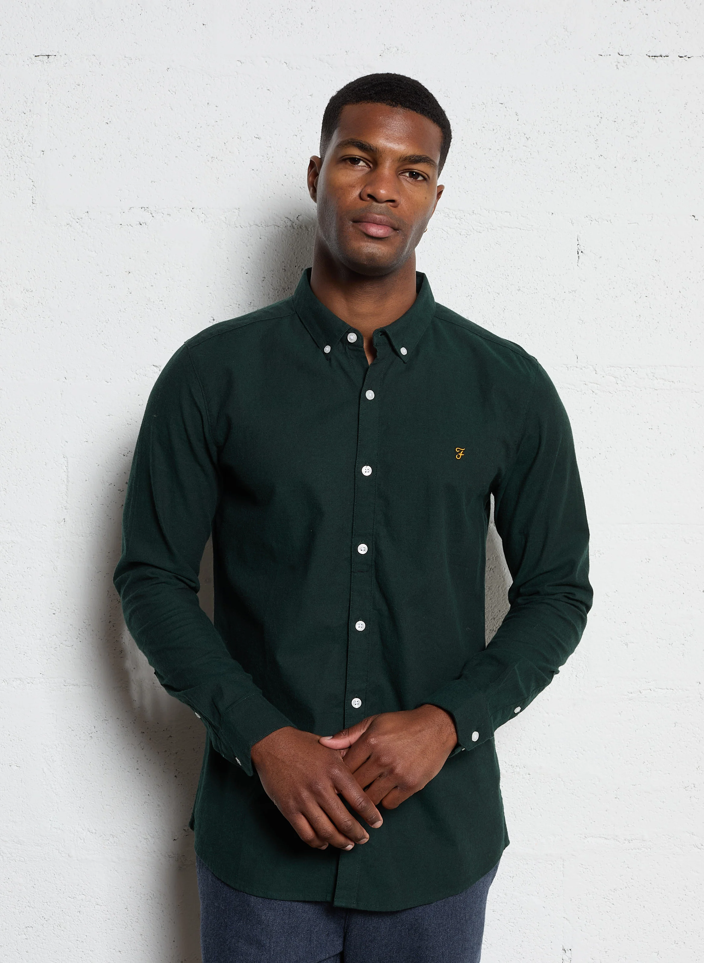 STEEN - Chemise col américain slim-fit en coton biologique | Bleu