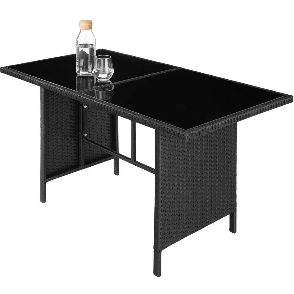 tectake - loungeset Barletta - wicker - zwart/grijs