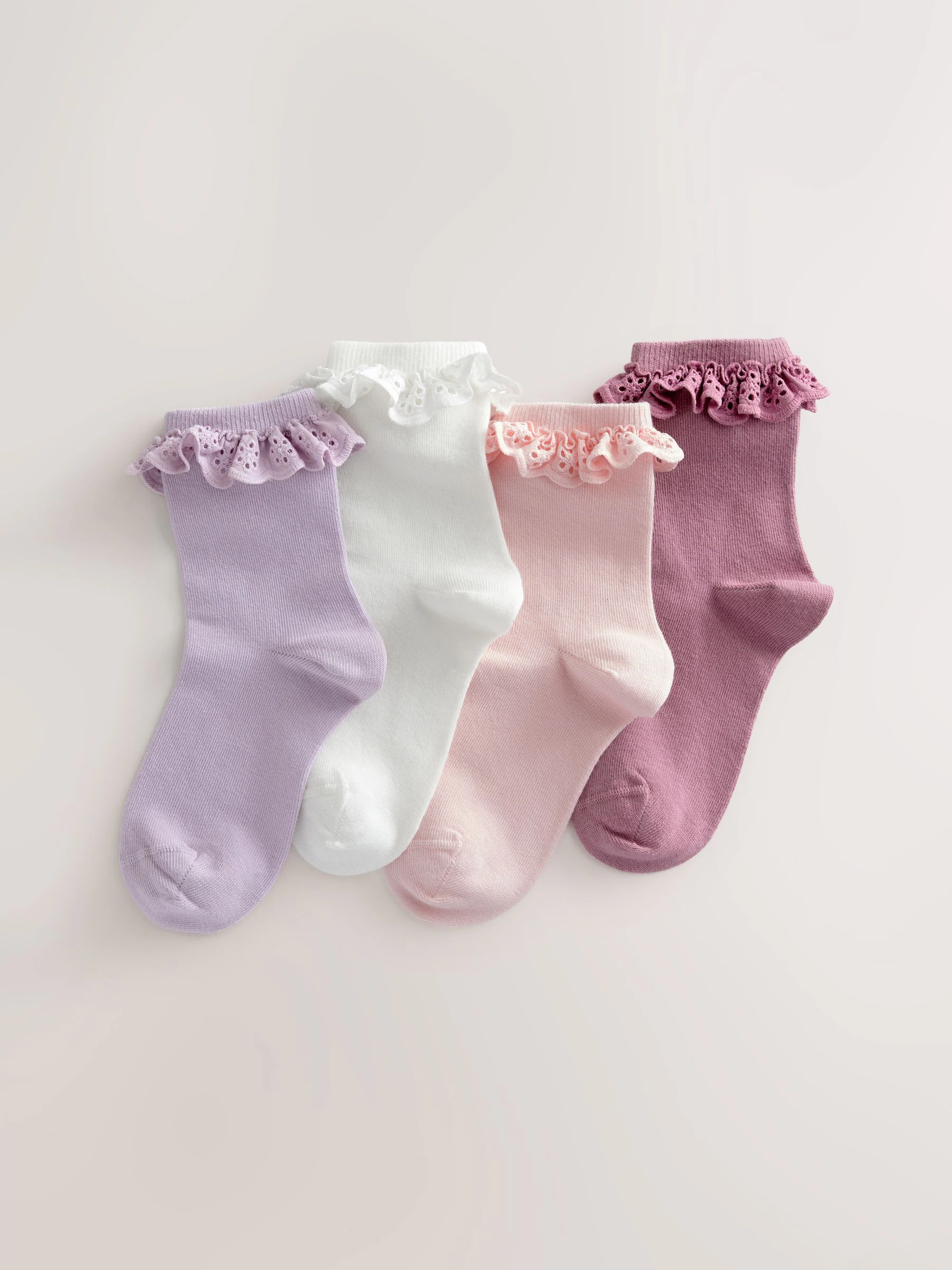 Multi - 4 Pack Cotton Rich Ruffle Frill Ankle Socks