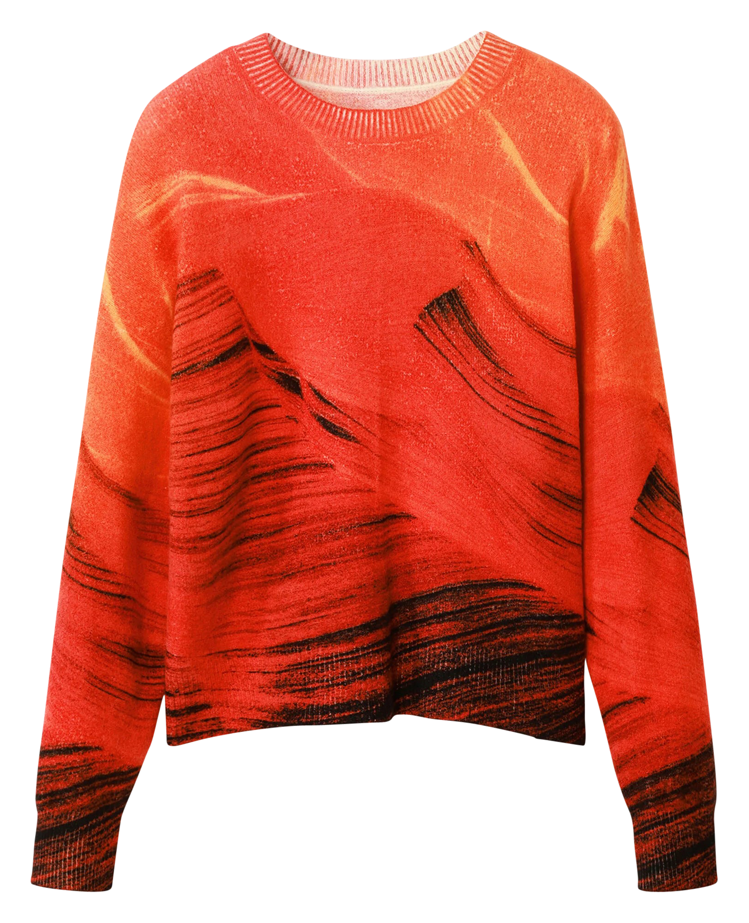 Pull col rond imprimé | Orange