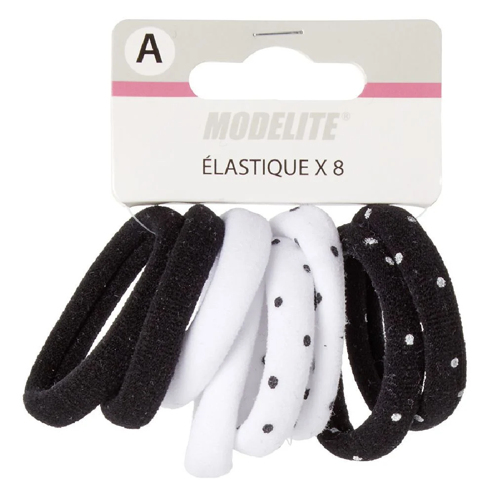 Élastique en mousse noir et blanc x8