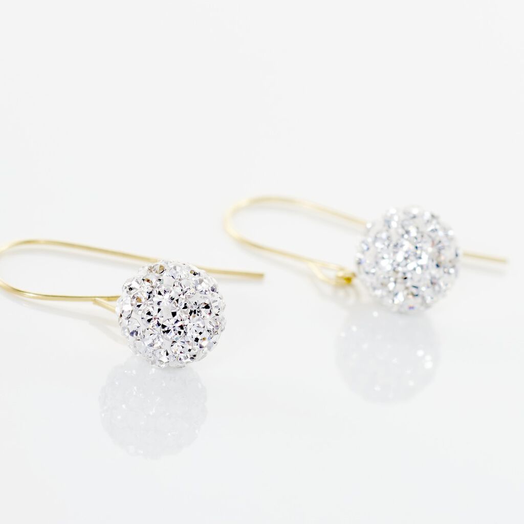Boucles D'oreilles Pendantes Or Jaune Fidelia Cristal