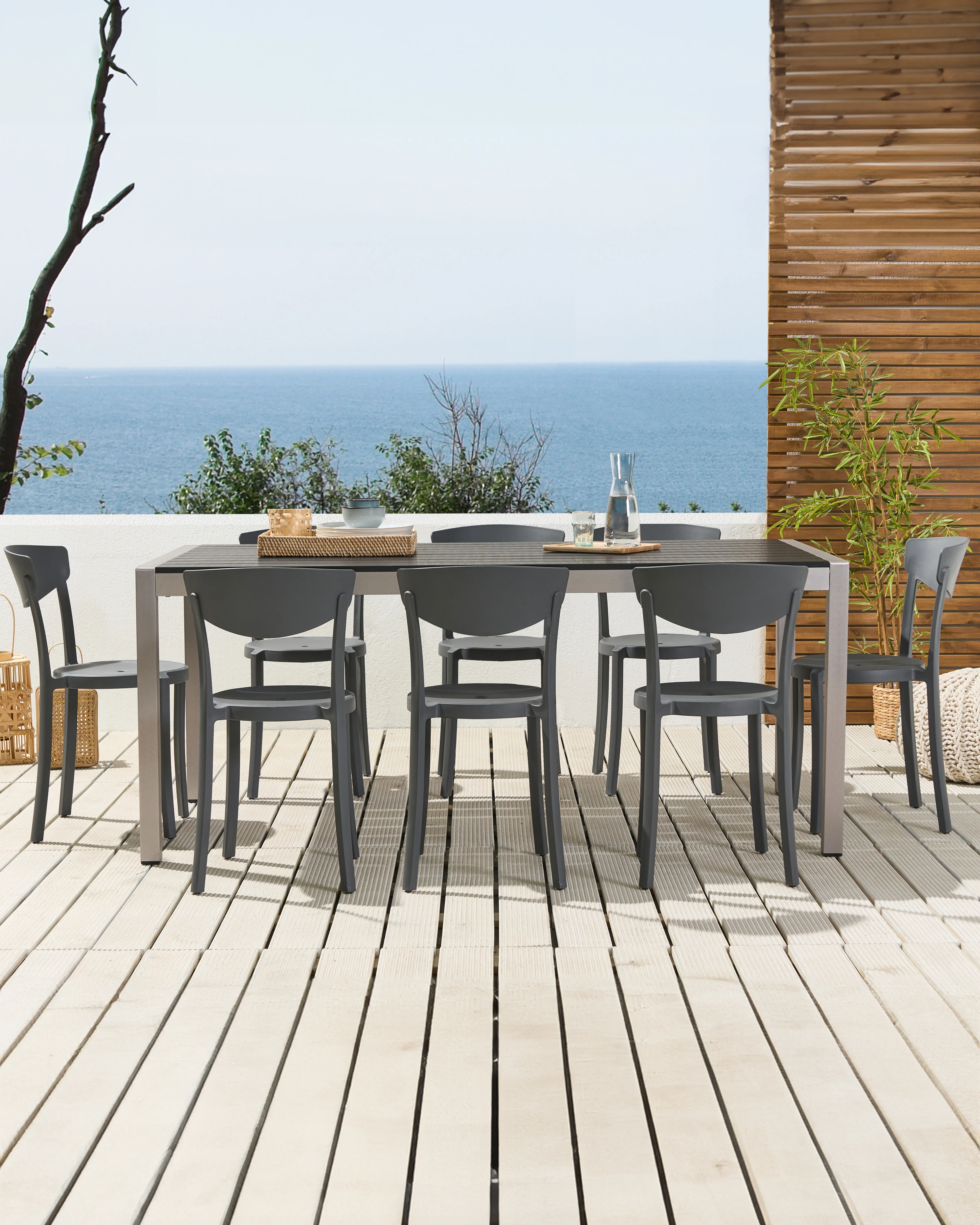 Set van 8 eetkamerstoelen VIESTE Donkergrijs