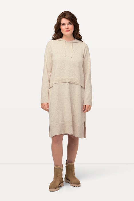 Strickkleid, Noppen, Kapuze, Langarm, Biobaumwolle