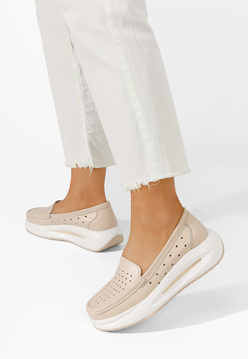 Mocassins à semelle épaisse beige Laurea