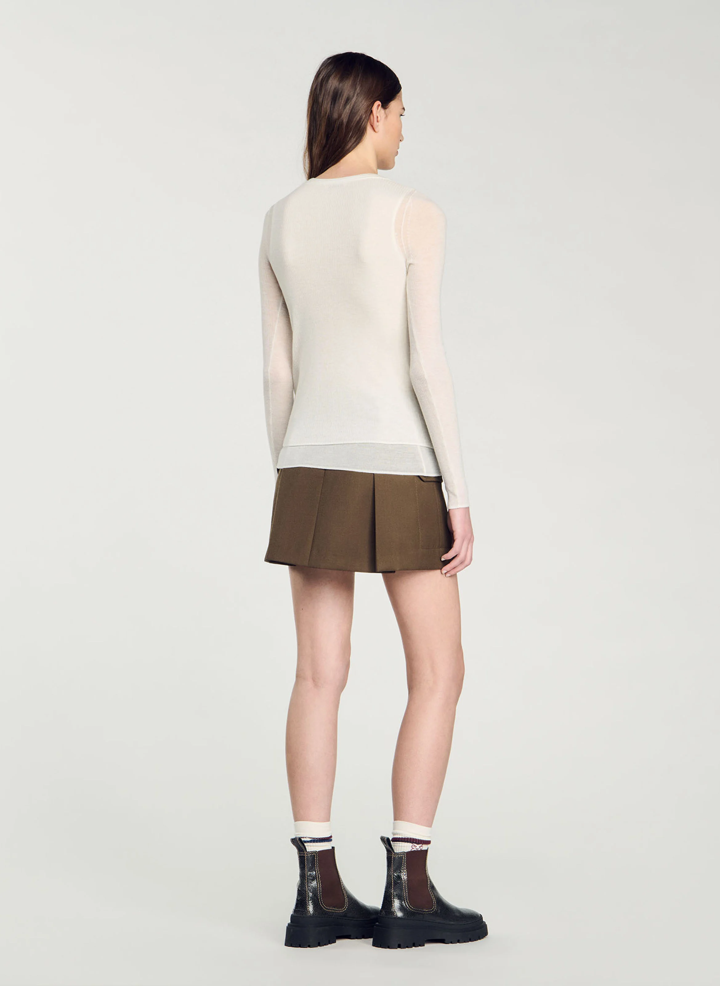 Pull col rond 2 en 1 en laine | Blanc