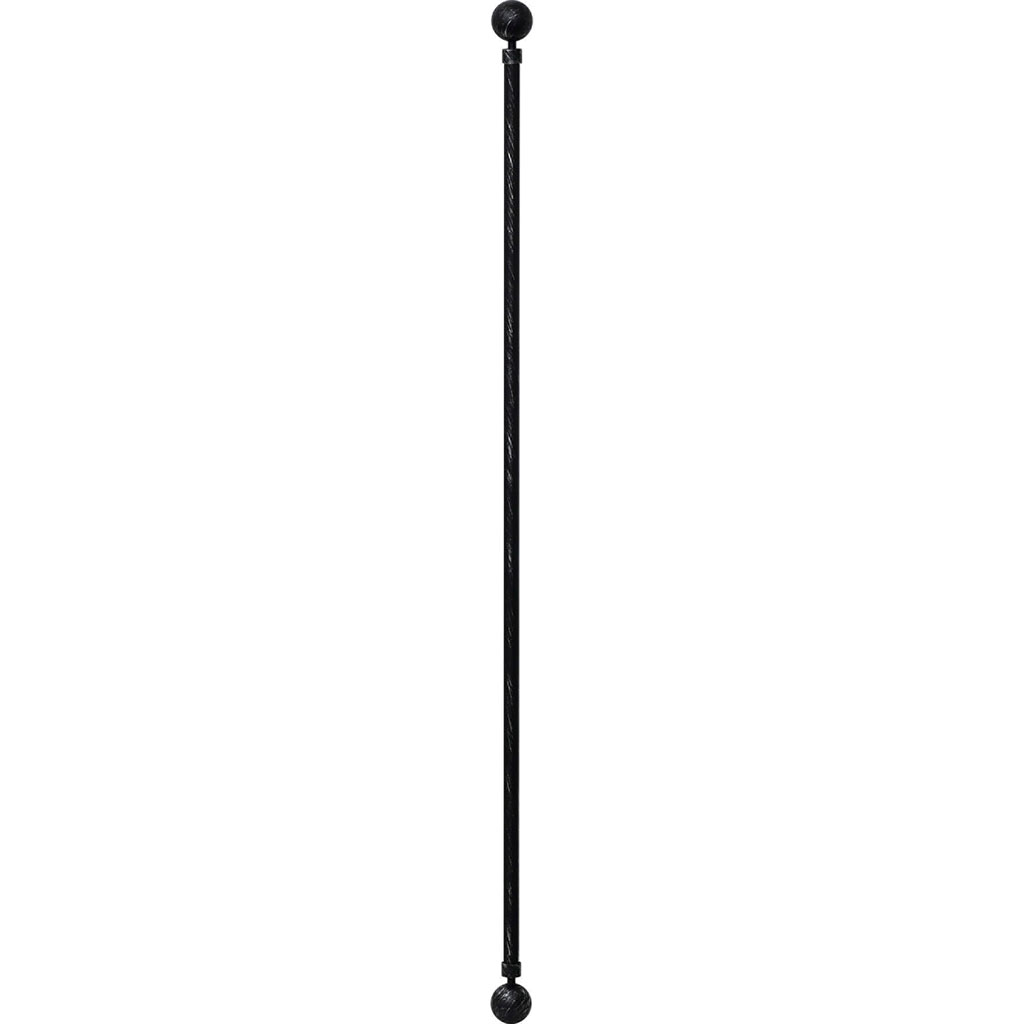 Kit tringle extensible et embout BASIC en métal noir 120-210cm