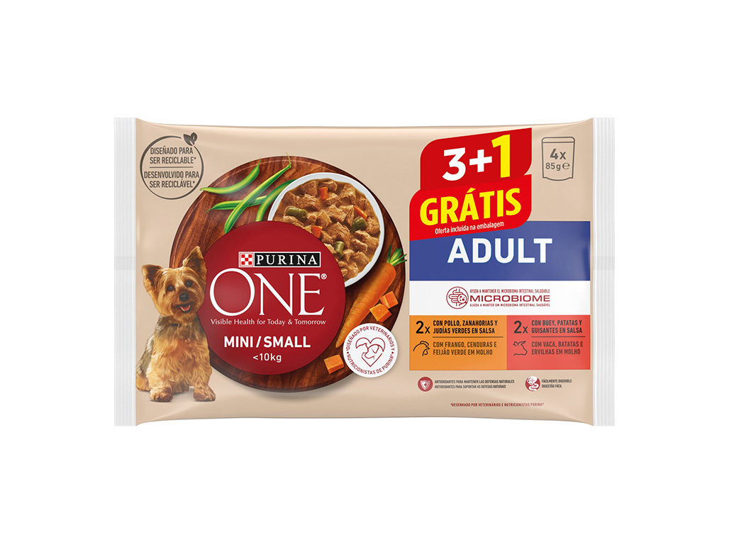 COMIDA HÚMIDA PARA CÃO PURINA ONE MINI ADULT 85G 3 1