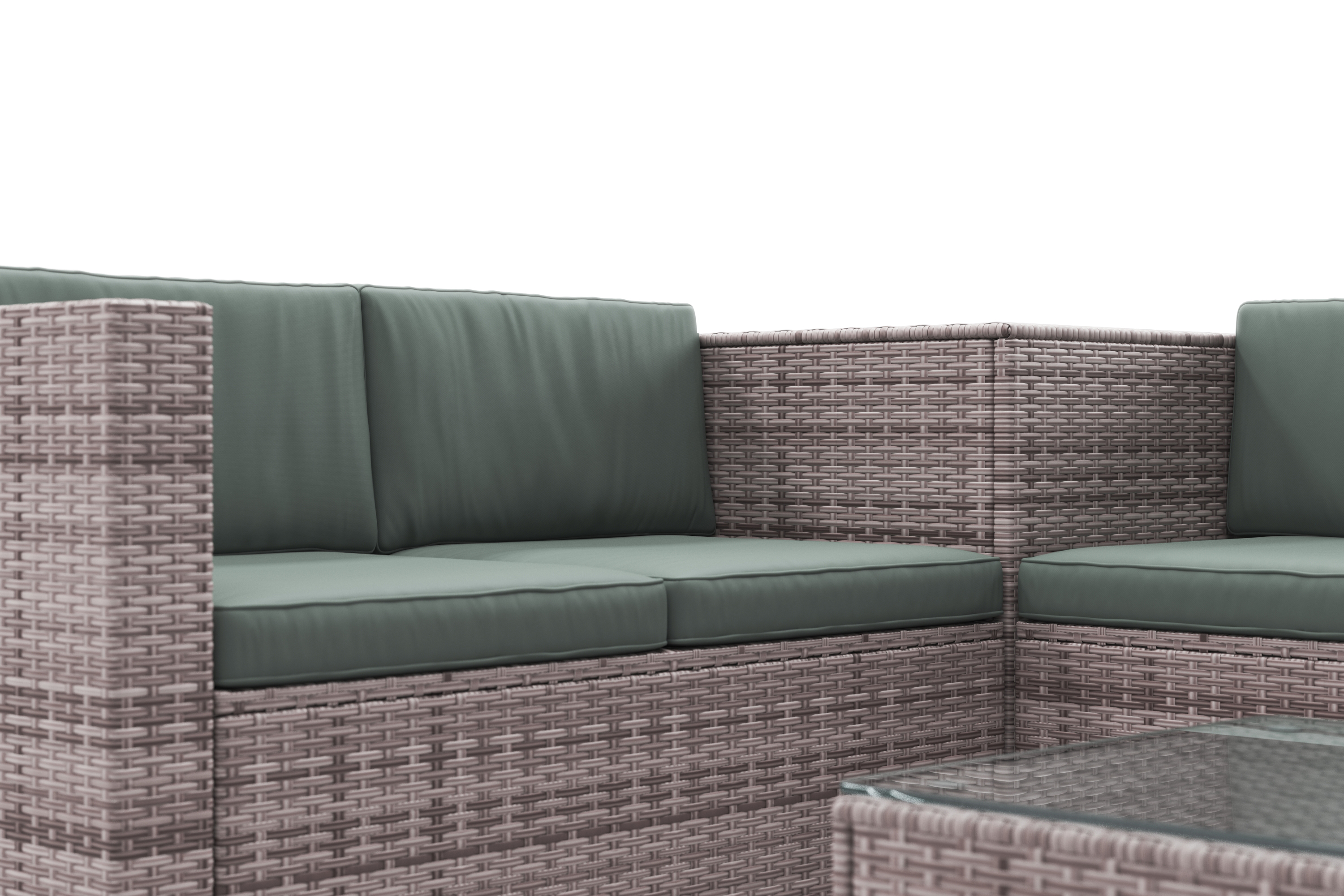 Rattanlounge SAN MARINO graubraun/grün