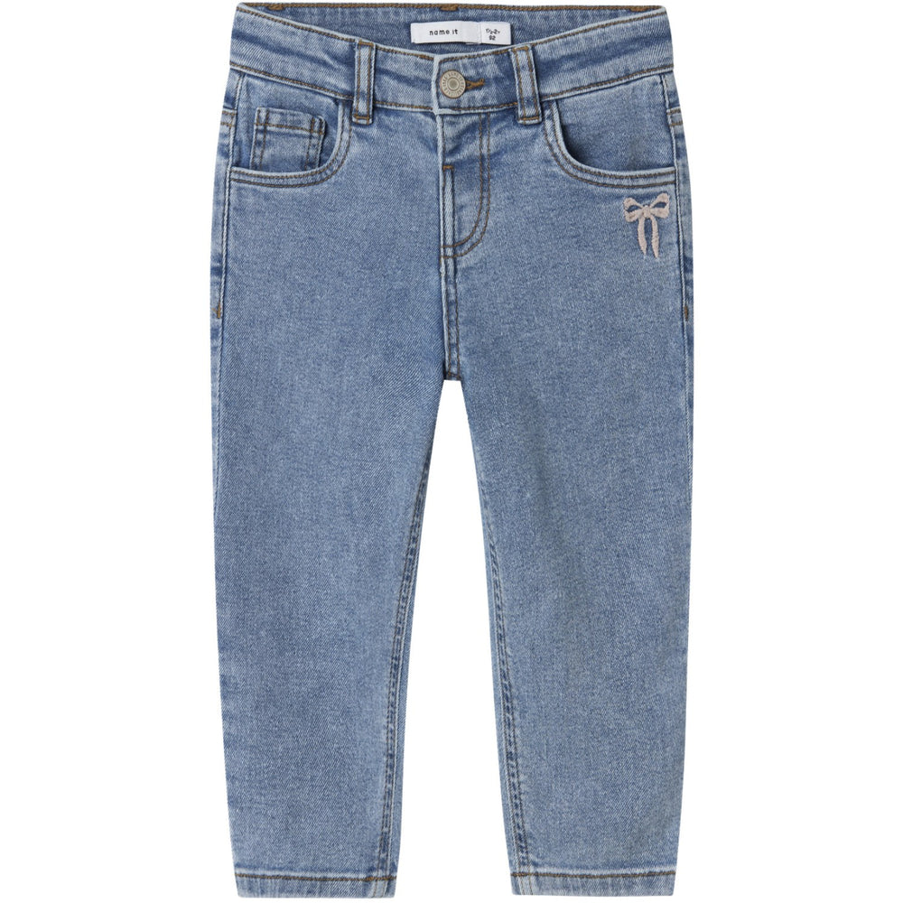 Køb Name It Medium Blue Denim Bow Embroidery Nmfbella Mom Emb Jeans 1224-Sm Noos