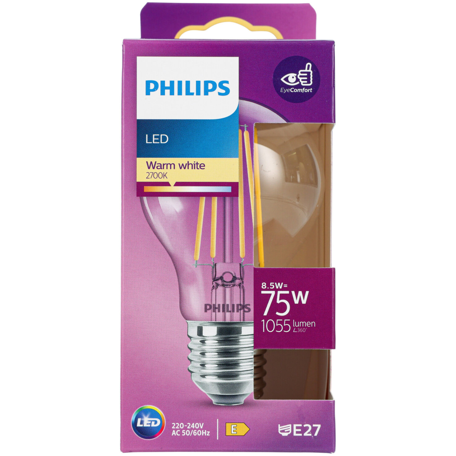 Philips LED-Kolben E27 warmweiss 8.5 W