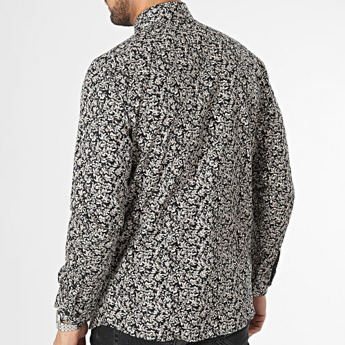 Chemise Manches Longues Ethan Noir Beige Floral