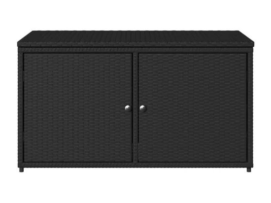 Armoire de rangement jardin noir 110x55x60,5 cm résine tressée