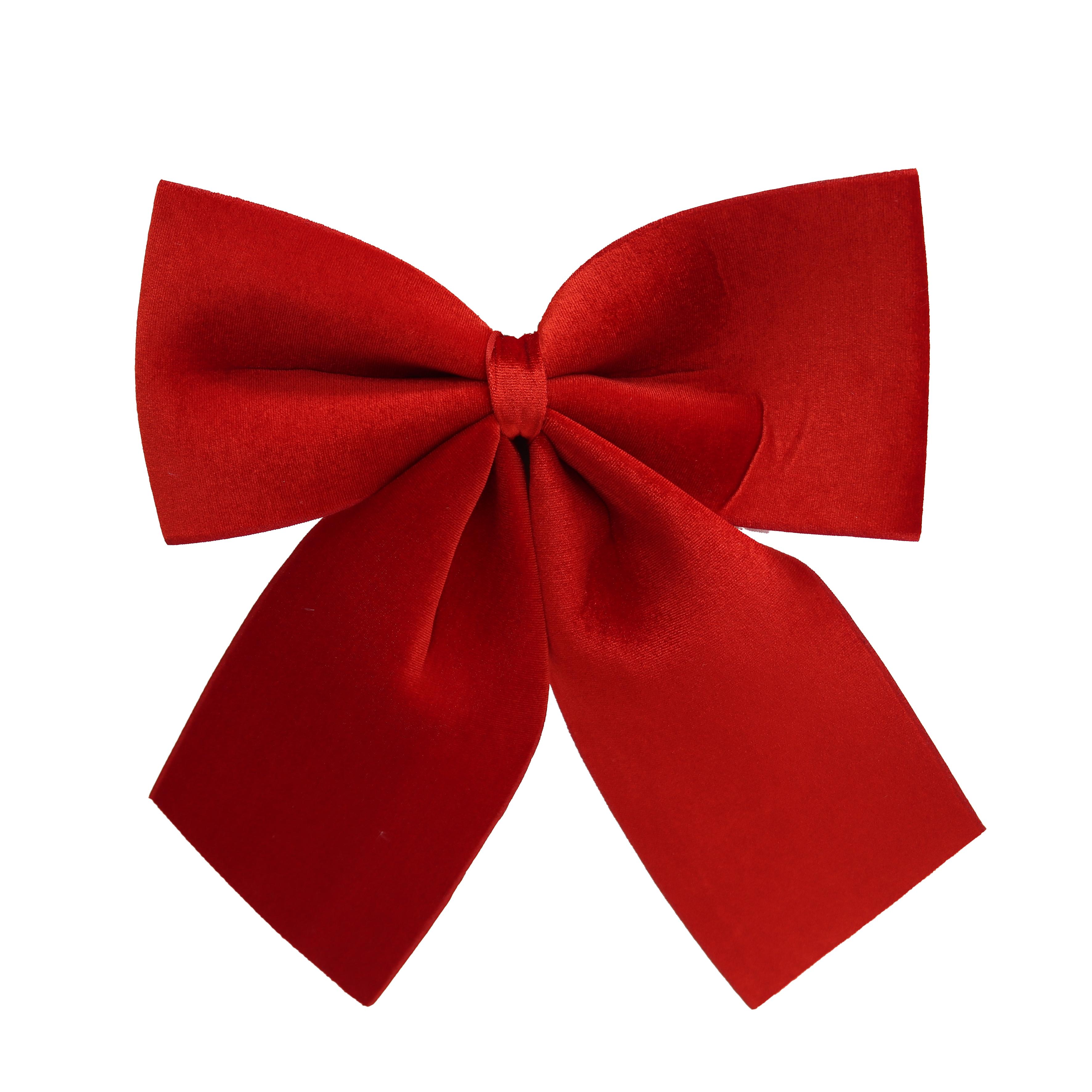 NOEUD VELOURS ROUGE 28X34CM