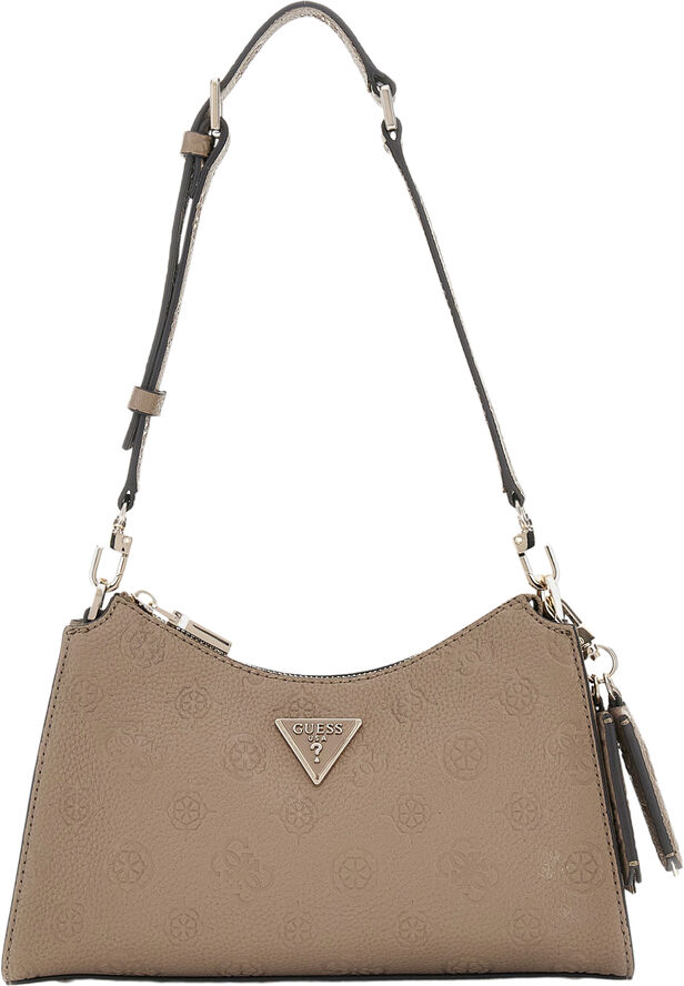 GUESS CRESIDIA TOP ZIP SHOULDER BAG Dark taupe