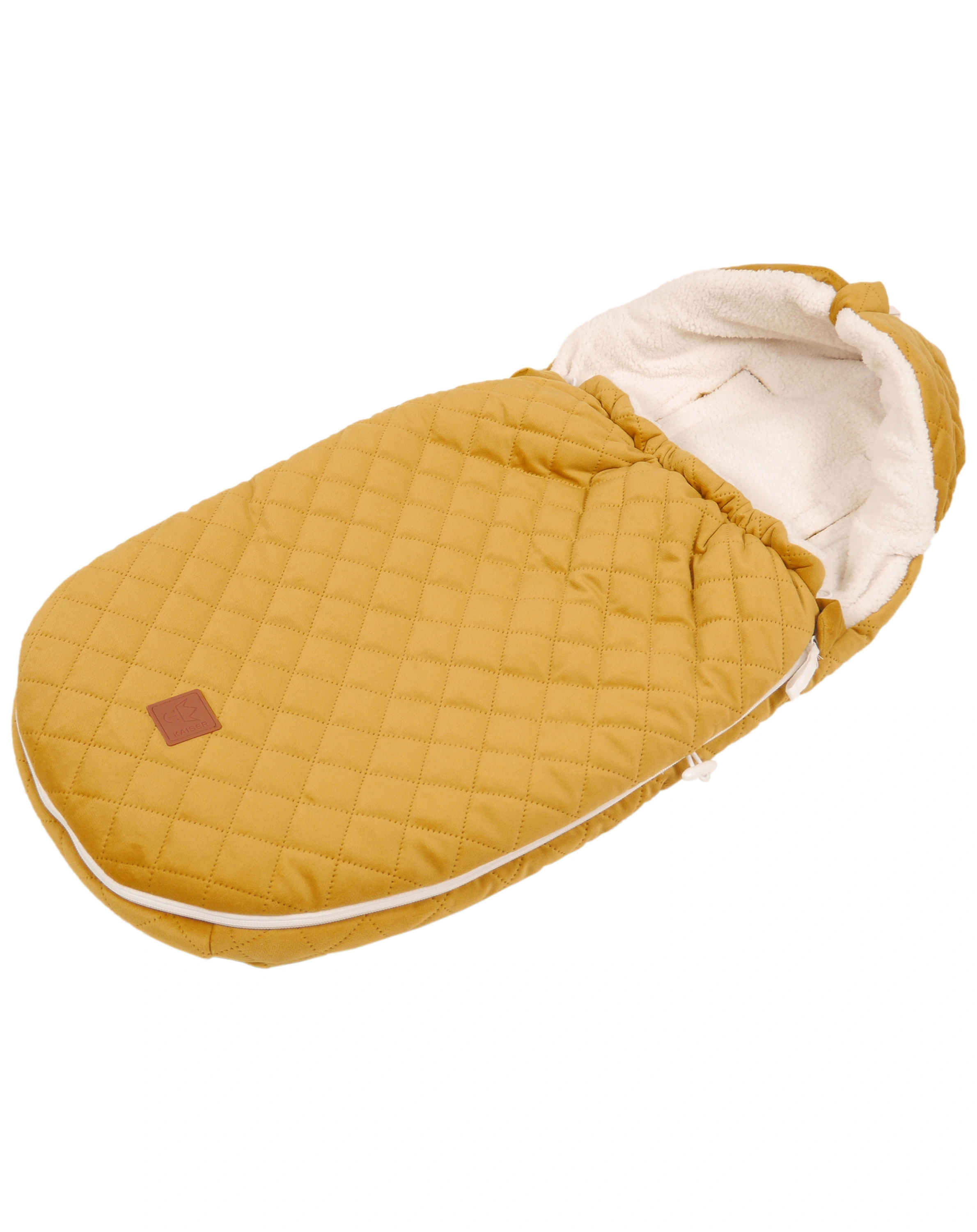 Babyschalen-Fußsack VELVET HOODY in yellow mustard
