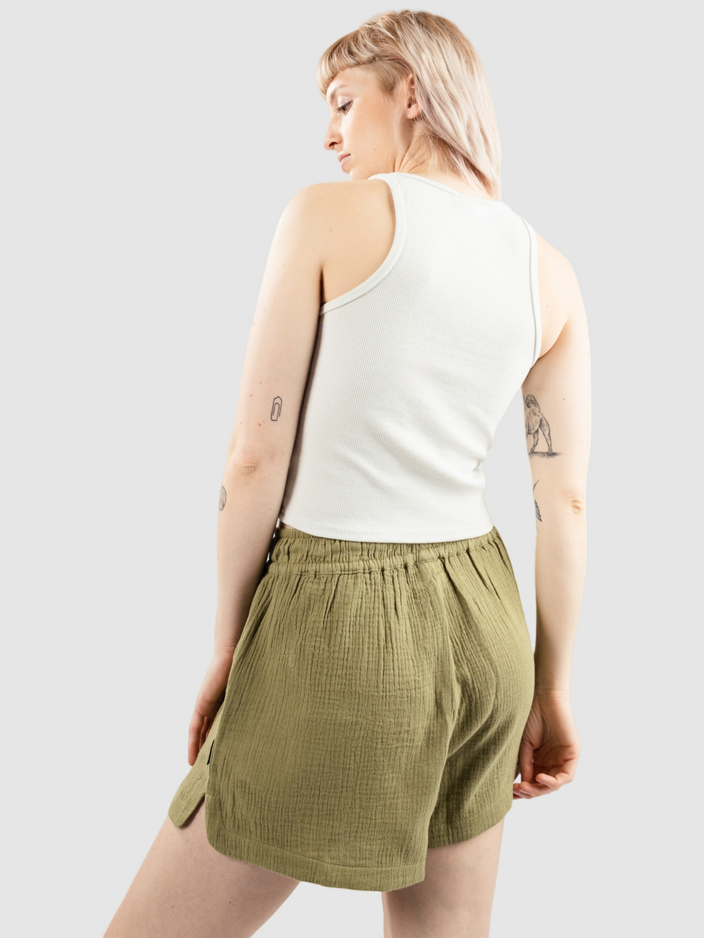 Afends Pearly Cropped Tank Top off white