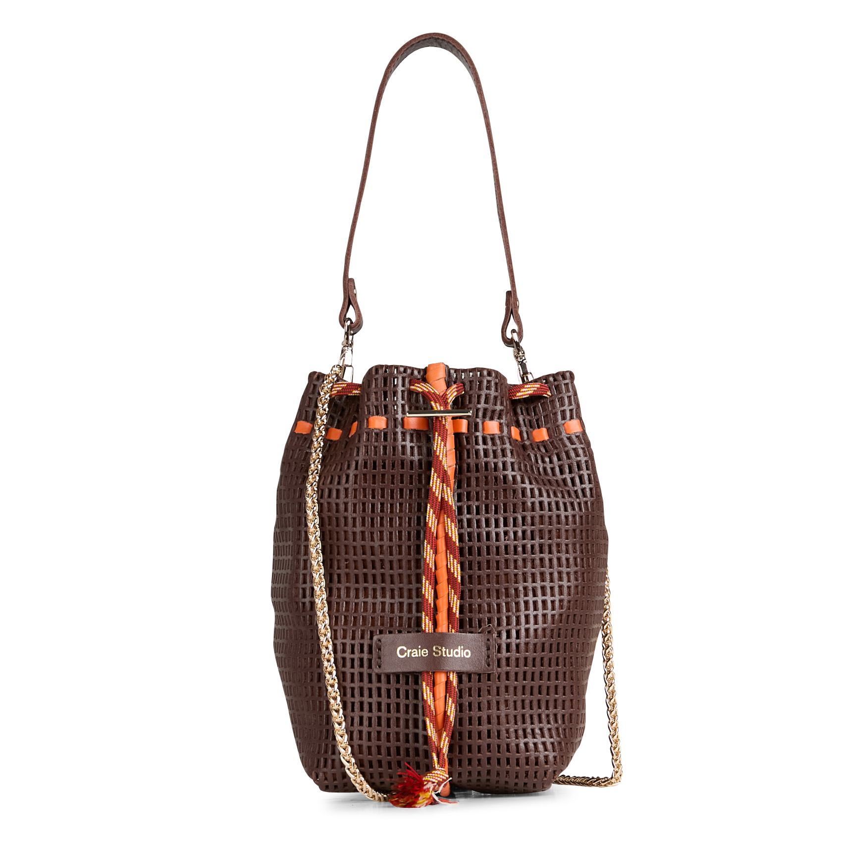BIBI - Sac bourse en cuir ajouré | Marron