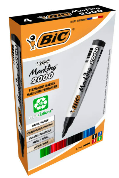 Bic Permanent Marker 2000, 4 Stück, assortiert