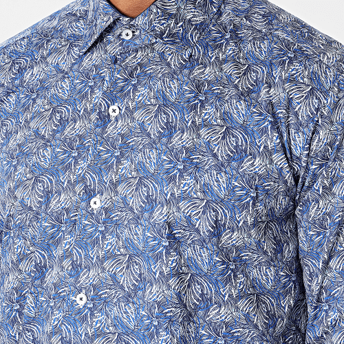 Chemise Manches Longues Floral M6601-1 Bleu Marine