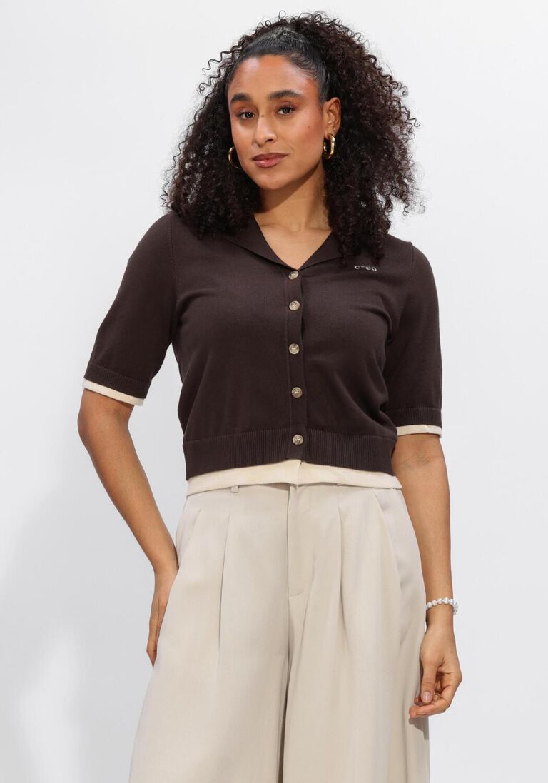 bruine co'couture truien/vesten luecc crop cardigan