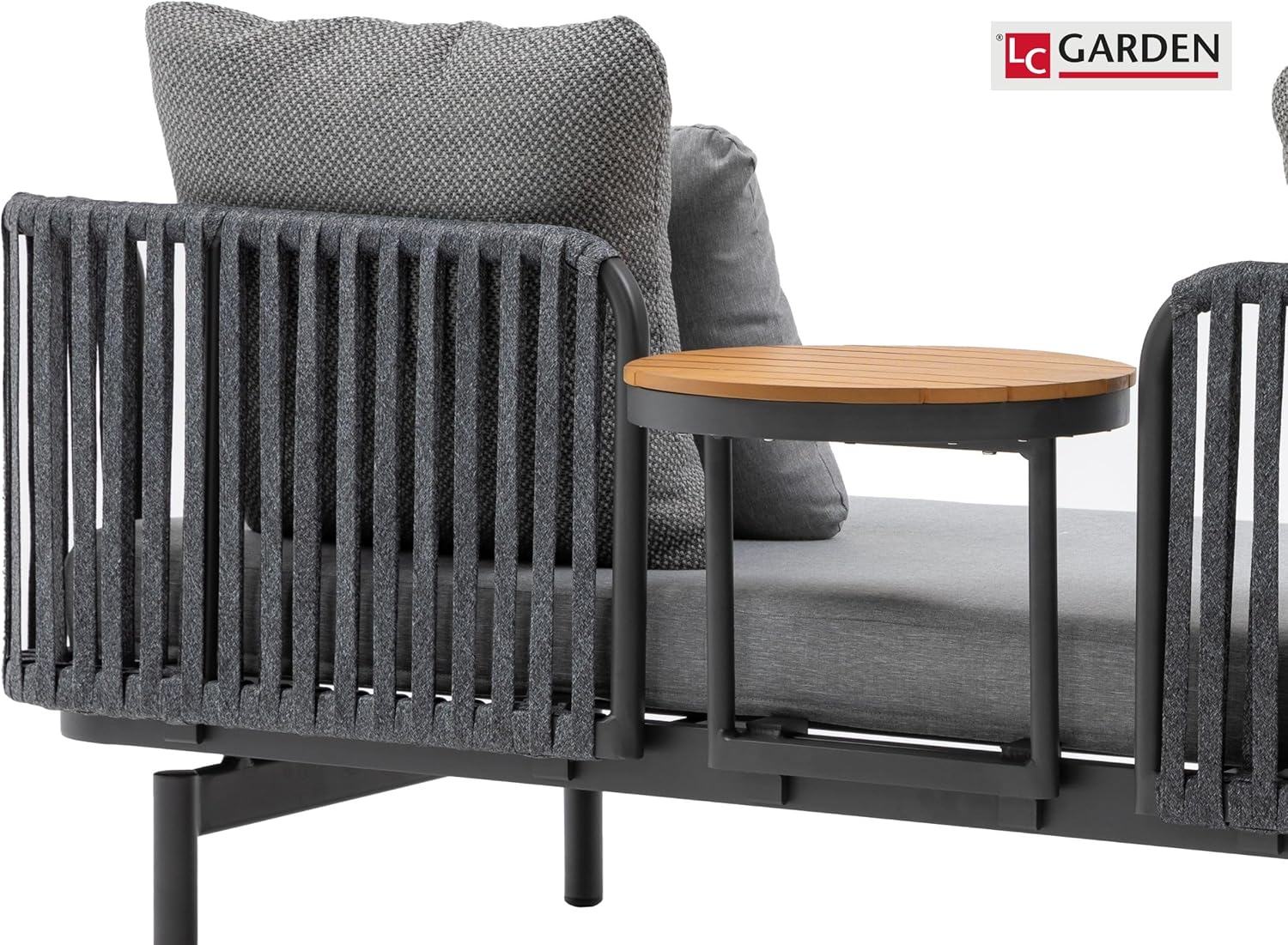 LC Garden »Loungano« Lounge Sofa Rope Multifunktionssofa inkl. Tisch verstellbar Polstergarnitur (Anthrazit)