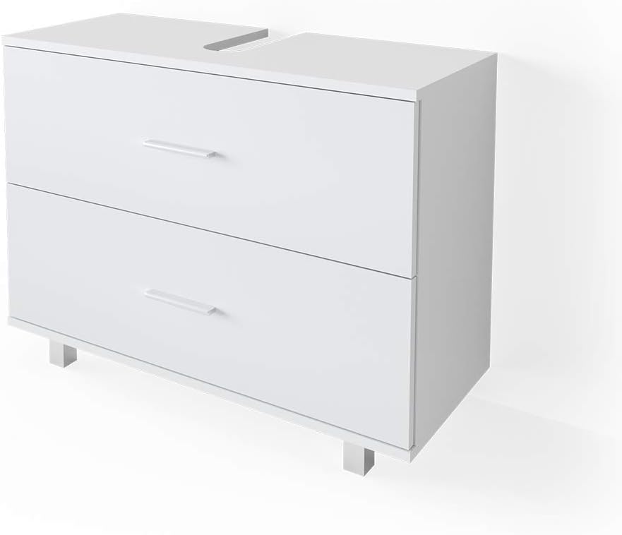 Vicco Waschbeckenunterschrank Weiß Ilias 80x61x33 cm - Unterschrank Badezimmer, Übersichtliche Aufbewahrung durch großzügige Schublade
