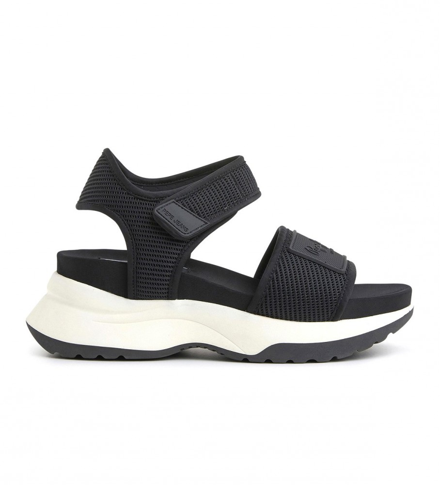 Sandálias Pepe Jeans Venus pretas - Plataforma de 4,5 cm -
